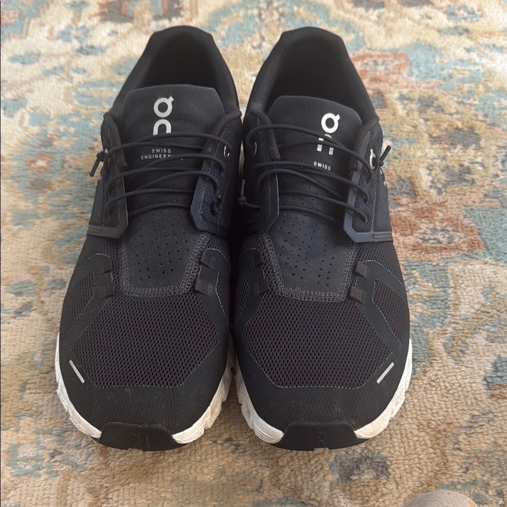 On Running Men's Black Mesh Lace-Up Running Sneakers